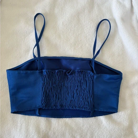 Zara Blue Satin Crop Top - Picture 4 of 7